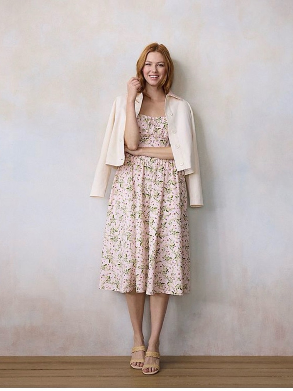 Lauren Conrad Pink Floral Square-Neck Midi Dress - Picture 4 of 7
